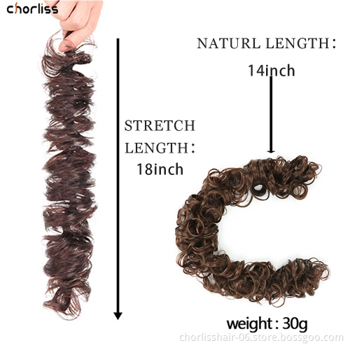Wholesale Elastic Curly Scrunchie Messy Wavy Wrap Synthetic Flexible Hair Buns Chignon Synthetic Ponytail Extensions For Women